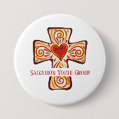 Aangepaste Jesus Cross Button Pin met Hart (Voorkant)