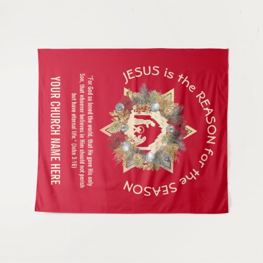 Aangepaste JESUS IS DE REDE Kerstmis Wandkleed (Voorkant (horizontaal))