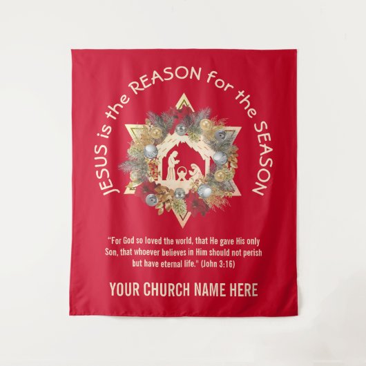 Aangepaste JESUS IS DE REDE Kerstmis Wandkleed (Voorkant)