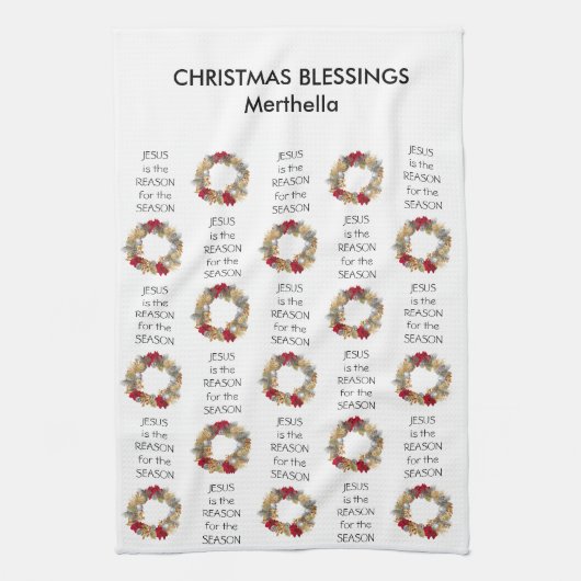 AANGEPASTE JESUS IS DE REDEN THEEDOEK (Verticaal)