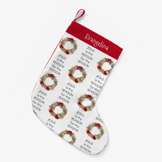 AANGEPASTE JESUS REASON SEASON KLEINE KERSTSOK (Voorkant (Hangend))