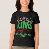 Aangepaste Jigsaw Puzzle King Locatie Datum Naam Tri-Blend Shirt (Voorkant)