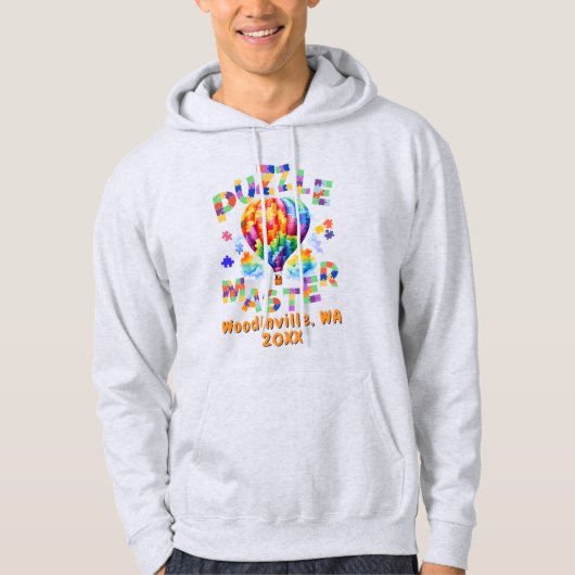 Aangepaste Jigsaw Puzzle Master Locatie Datum Naam Hoodie (Voorkant)