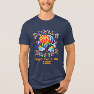 Aangepaste Jigsaw Puzzle Master Locatie Datum Naam Tri-Blend Shirt