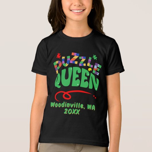 Aangepaste Jigsaw Puzzle Queen Locatie Datum Naam Tri-Blend Shirt (Voorkant)