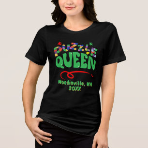 Aangepaste Jigsaw Puzzle Queen Locatie Datum Naam Tri-Blend Shirt