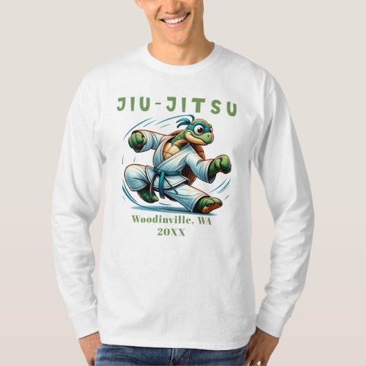 Aangepaste Jiu-Jitsu Martial Arts Locatie Datum Na T-shirt (Voorkant)