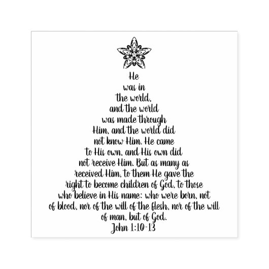 Aangepaste John 1:10-13 Kerstboom Rubber Stamp Rubberstempel (Afrduk)