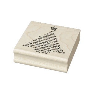Aangepaste John 1:10-13 Kerstboom Rubber Stempel