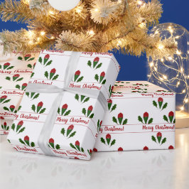Aangepaste Jolly Abstract Red Roses & Holly Holida Cadeaupapier