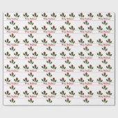 Aangepaste Jolly Abstract Red Roses & Holly Holida Cadeaupapier (Vlak)
