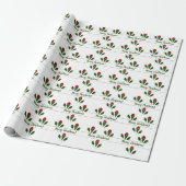 Aangepaste Jolly Abstract Red Roses, Holly Holiday Cadeaupapier (Uitgerold)