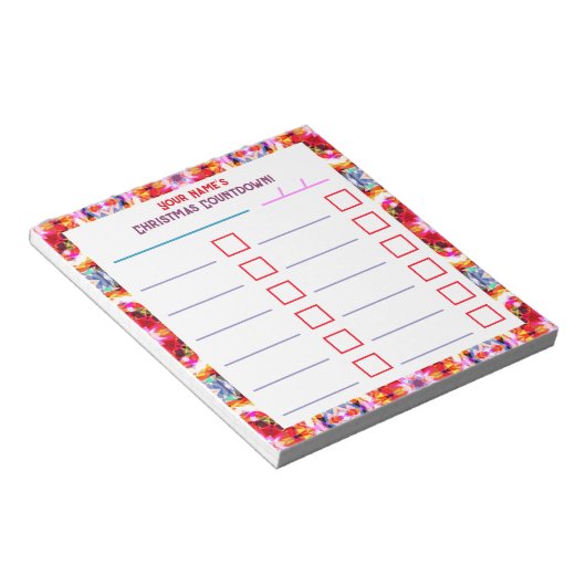 Aangepaste Jolly Bright Christmas Planner Checklis Notitieblok (Schuin)