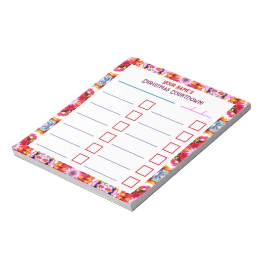 Aangepaste Jolly Bright Christmas Planner Checklis Notitieblok (Linkerzijde)