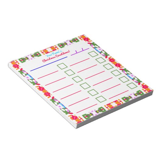 Aangepaste Jolly Bright Christmas Planner Checklis Notitieblok (Schuin)