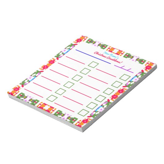 Aangepaste Jolly Bright Christmas Planner Checklis Notitieblok (Linkerzijde)
