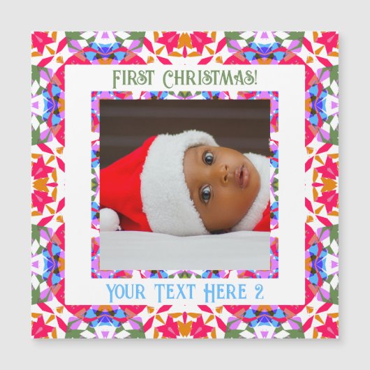 Aangepaste Jolly Eerste Kerstfoto Magnetische Gift (Voorkant)