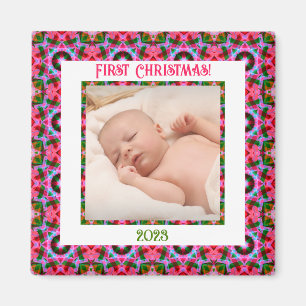 Aangepaste Jolly Feestelijke Kerst Roze Foto Afbee Magneet