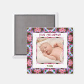 Aangepaste Jolly Feestelijke Kerst Roze Foto Afbee Magneet (Voorkant / Achterkant)