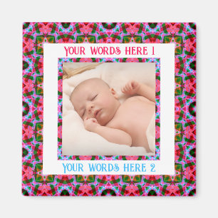 Aangepaste Jolly First Christmas Pink Fotobegroeti Magneet