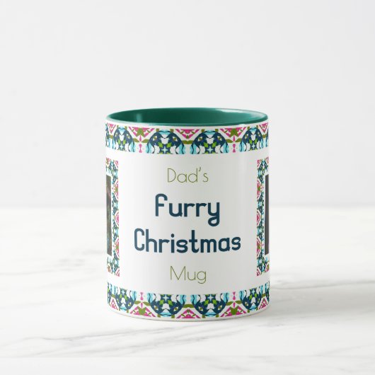 Aangepaste Jolly Furry Christmas Foto Collage Pet  Mok (Midden)