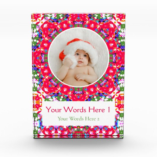 Aangepaste Jolly Rood Groen Blauw Kerstdecor Gift Fotoblokken (Voorkant)