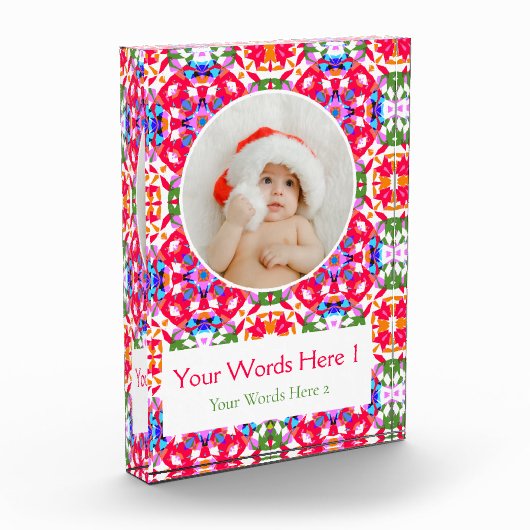 Aangepaste Jolly Rood Groen Blauw Kerstdecor Gift Fotoblokken (Links)