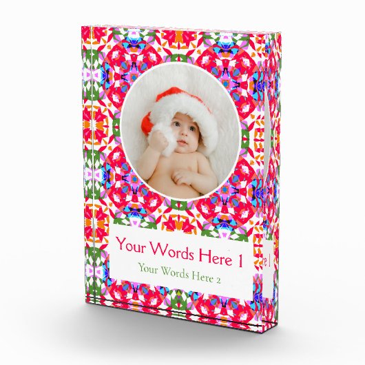 Aangepaste Jolly Rood Groen Blauw Kerstdecor Gift Fotoblokken (Rechts)