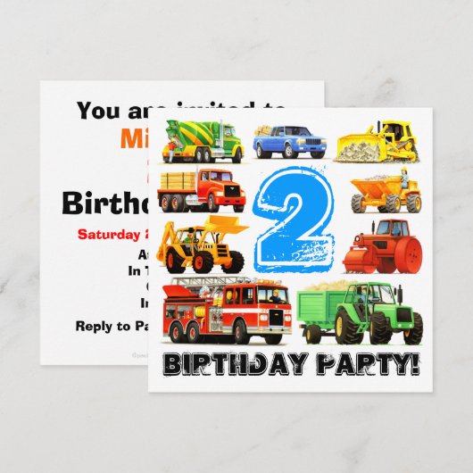 Aangepaste Jongen 2e verjaardag bouwwedstrijd Kaart (Voorkant / Achterkant)