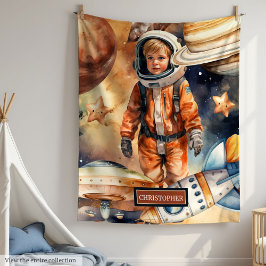 Aangepaste Jongen Deken Astronaut Planets Space Th