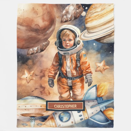 Aangepaste Jongen Deken Astronaut Planets Space Th (Voorkant)