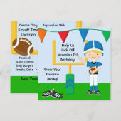 Aangepaste jongen in Blue Football Birthday Invita Kaart (Voorkant / Achterkant)