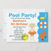 Aangepaste Jongen Pool Party Birthday Kaart (Voorkant)