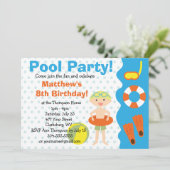 Aangepaste Jongen Pool Party Birthday Kaart (Staand voorkant)