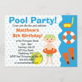 Aangepaste Jongen Pool Party Birthday Kaart