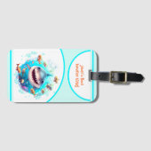Aangepaste jongen voor Cute Shark Summer Vacation Bagagelabel (Voorkant (horizontaal))