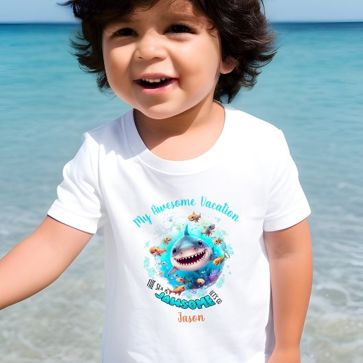 Aangepaste jongen voor Cute Shark Summer Vacation Kinder Shirts