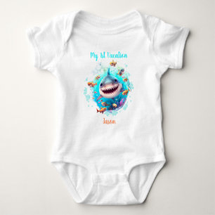 Aangepaste jongen voor Cute Shark Summer Vacation Romper