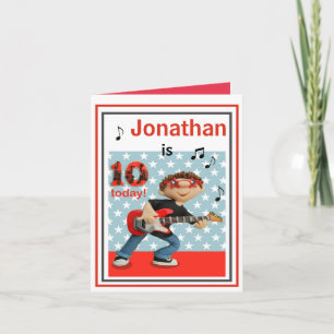 Aangepaste jongens 10e verjaardagskaart - Rock and Kaart