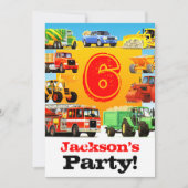 Aangepaste Jongen's 6e verjaardag van de Bouwparti Kaart (Voorkant)