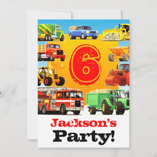 Aangepaste Jongen's 6e verjaardag van de Bouwparti Kaart (Voorkant)