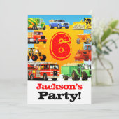 Aangepaste Jongen's 6e verjaardag van de Bouwparti Kaart (Staand voorkant)