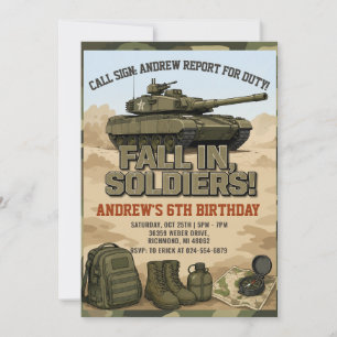 Aangepaste jongens Army Tank Verjaardagsfeestje Kaart