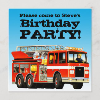 Aangepaste Jongen's Birthday Fire Truck Party Kaart