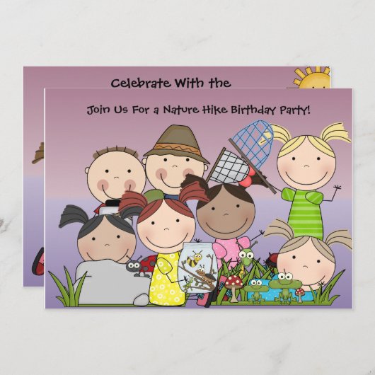 Aangepaste jongens en meisjes Natuur Hike Birthday Kaart (Voorkant / Achterkant)