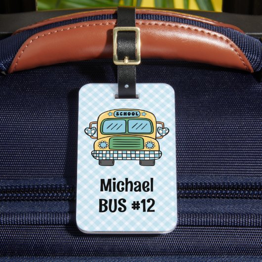 Aangepaste jongens rugzak tag bus info tag bagagelabel (Voorkant Insitu 2)