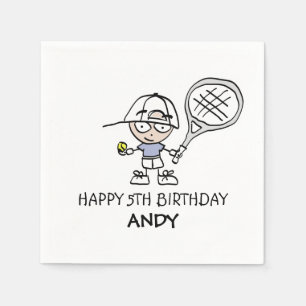 Aangepaste jongens tennisfeestje voor kinderen servetten