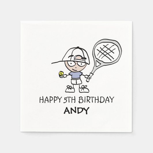 Aangepaste jongens tennisfeestje voor kinderen servetten (Voorkant)