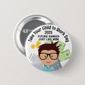 Aangepaste jongensboekhouder Breng je kind naar de Ronde Button 5,7 Cm (Voorkant /achterkant)