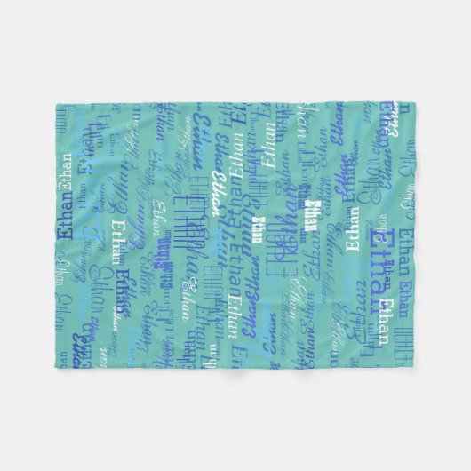 Aangepaste jongensnaam gepersonaliseerde licht-Bla Fleece Deken (Voorkant (Horizontaal))